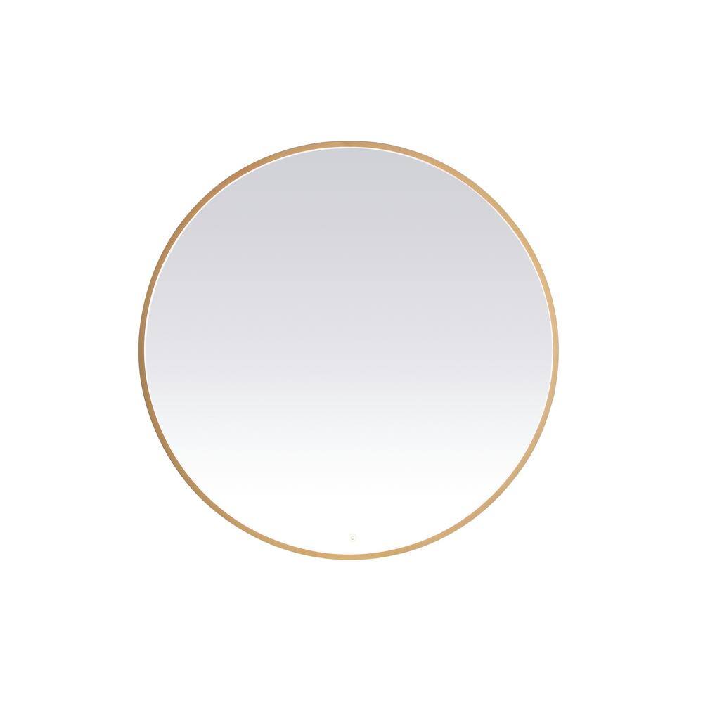 Timeless Home 45 in. W x 45 in. H Aluminum Brass LED Mirror