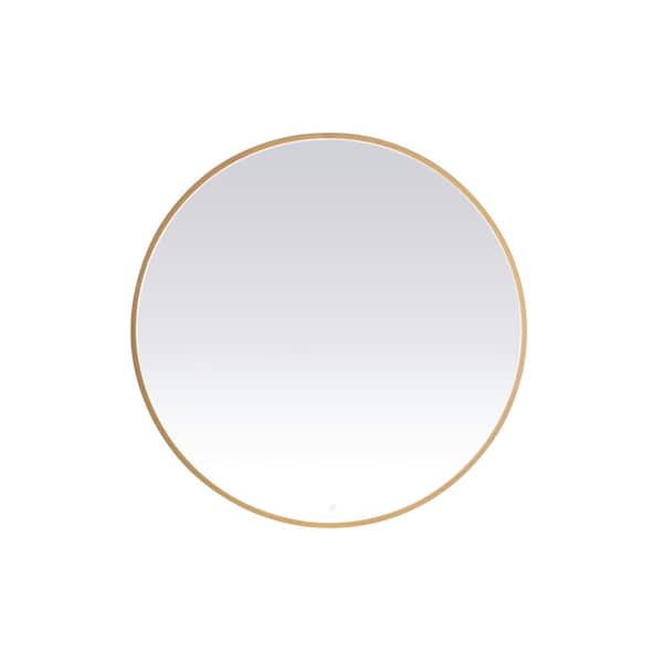 Unbranded Timeless Home 45 in. W x 45 in. H Aluminum Brass LED Mirror
