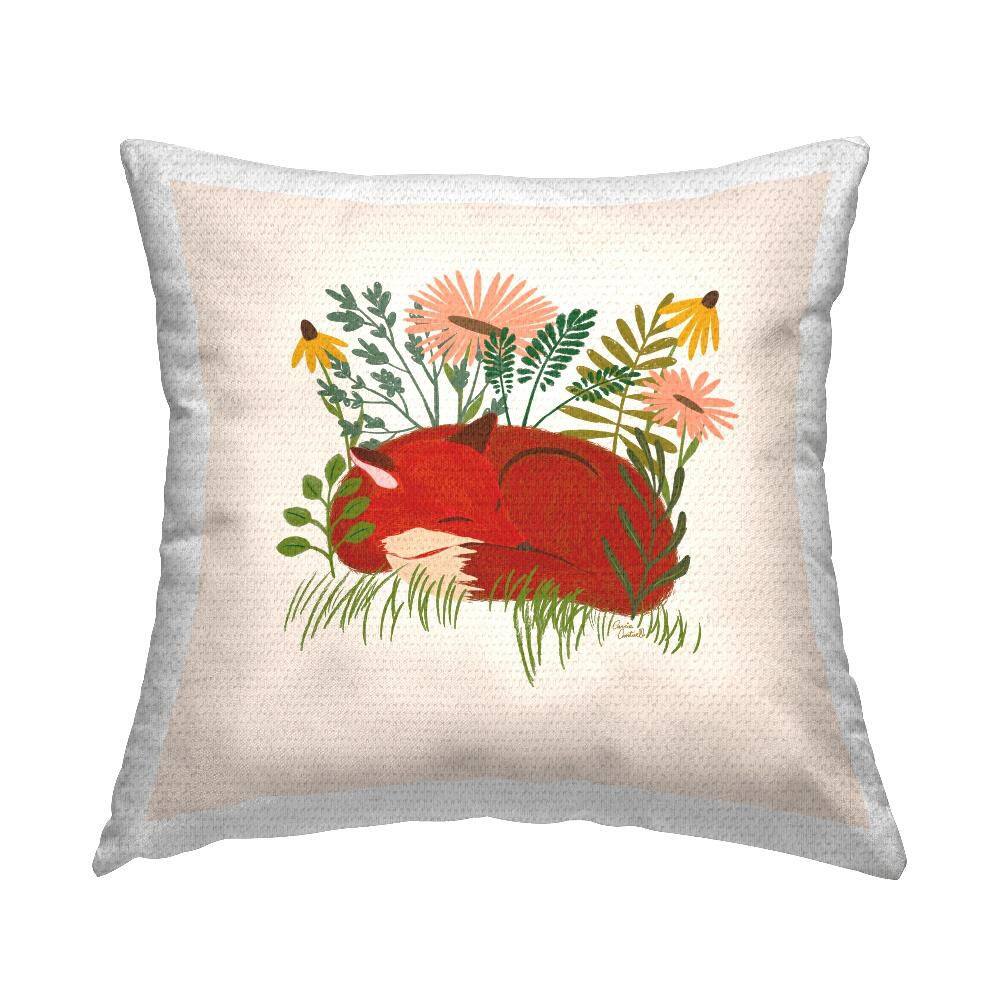 Sleeping Fox Among Daisies Multi-Color Square Outdoor Throw Pillow price history on PriceWatchPro