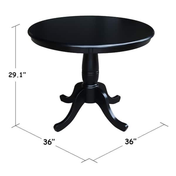 36 inch round black pedestal table