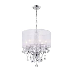 Yser 6-Light Candle Style Chrome Drum Chandelier for Dining/Living Room, Foyer with No Bulbs Included