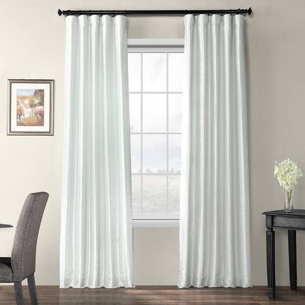 Exclusive Fabrics & Furnishings Pearl Gray Blackout Faux Silk Taffeta Curtain - 50 in. W x 120 in. L