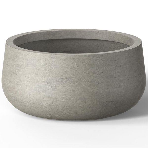 Lightweight 19in. x 10in. Pale Yellow Extra Large Tall Round Concrete Plant Pot/Planter for Indoor & Outdoor