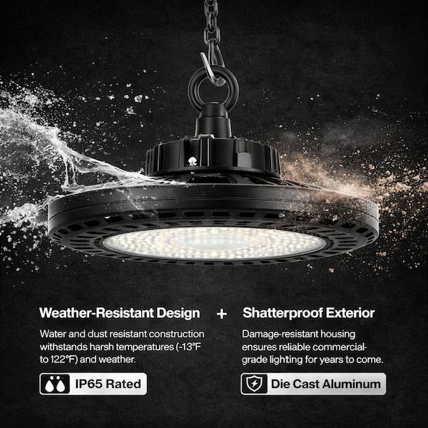 J&H LED 16 in. 700-Watt Equivalent Integrated LED Dimmable Black
