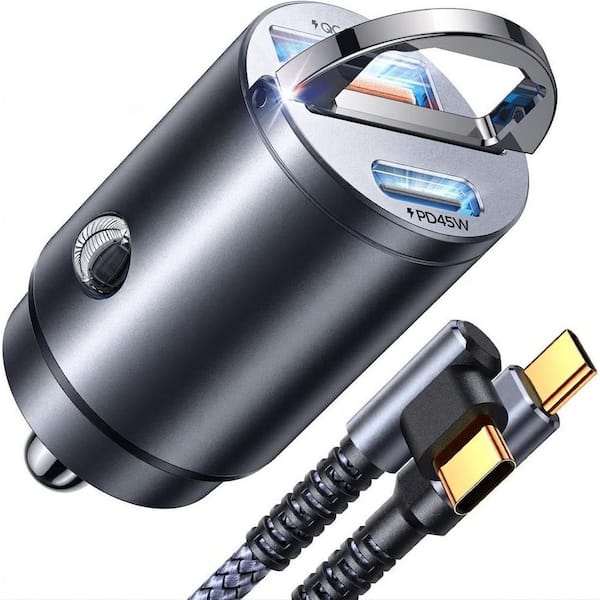 flush usb cigarette lighter adapter Vrbgify 90W Fast Charging Car Charger Adapter PD45W QC45W USB C USB A Flush  Fit Metal Cigarette Lighter Power 1 Piece 27DSA05410