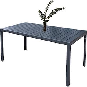 71 in. Black Rectangular Aluminum Frame Outdoor Dining Table