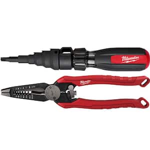 7-in-1 Conduit Reaming Multi-Bit Screwdriver with 7-in-1 Combination Wire Strippers Pliers
