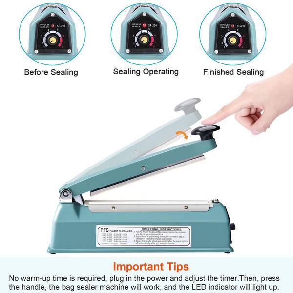 Impulse Heat Sealer Manual Bags Sealer Heat Sealing Machine 8 Inch