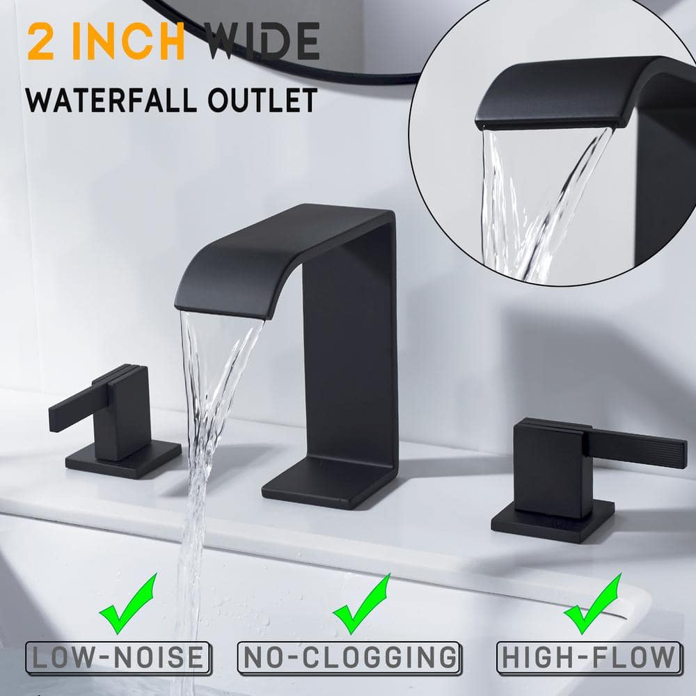 Matte Black Stainless Steel 8-Inch Widespread Bathroom Faucet