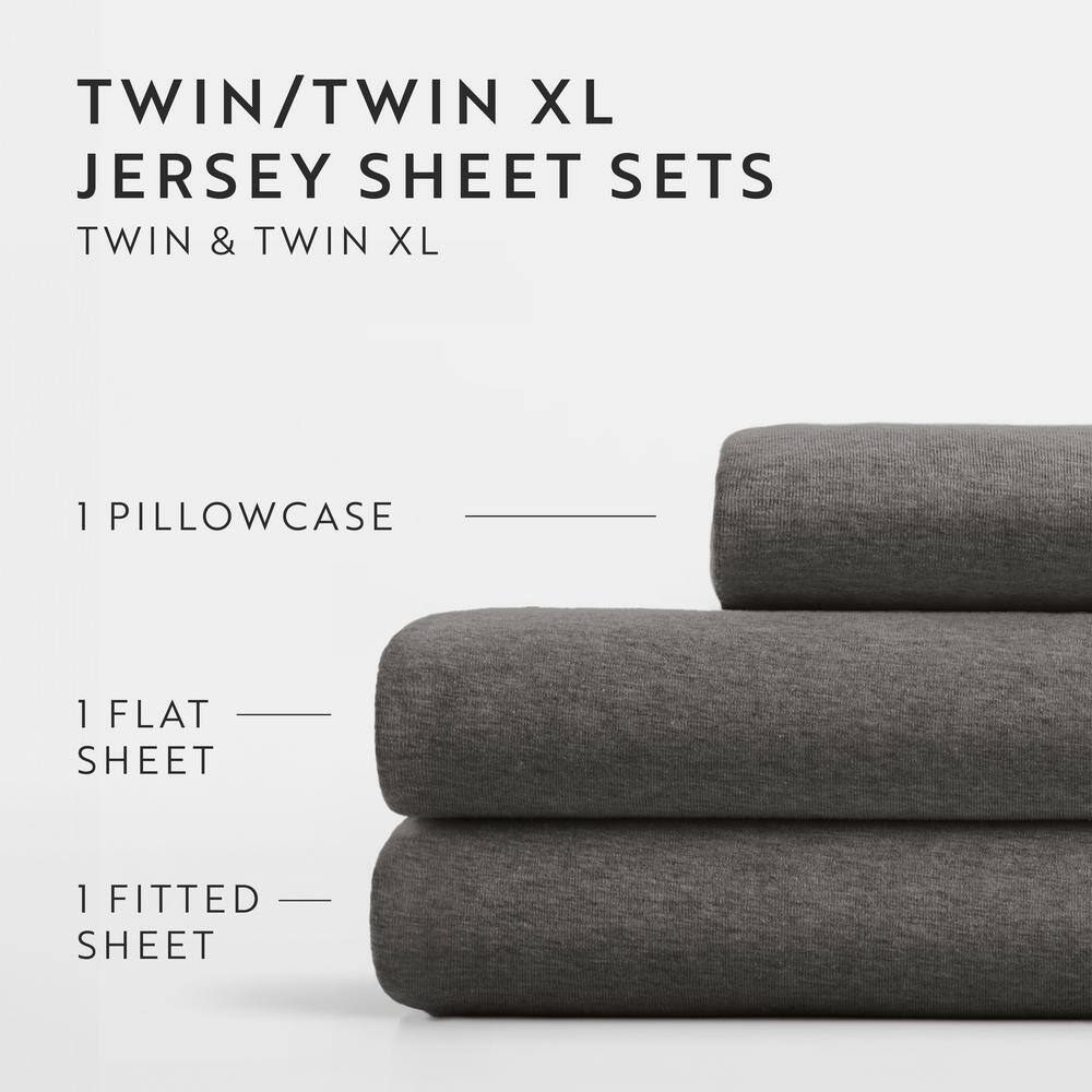 Gray Full Deep Pocket Cotton Jersey Sheet Set