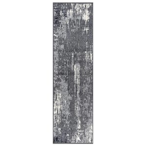 Modern Abstract Gray 2 ft. x 7 ft. Area Rug