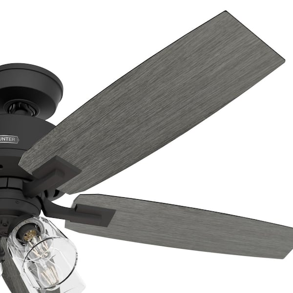 Hunter - Gatlinburg 52 in. Indoor Matte Black Ceiling Fan with Light Kit and Remote Included