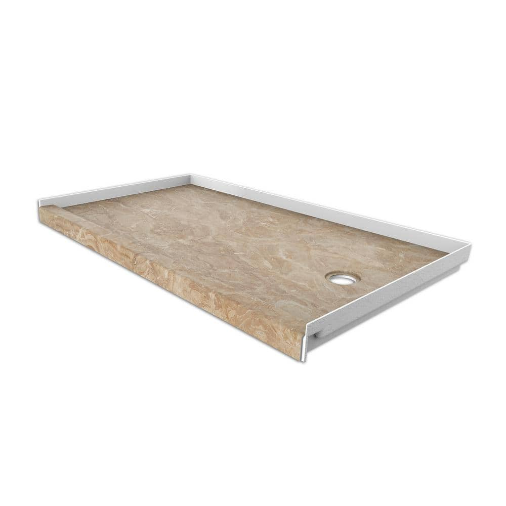 FlexStone 30 in. x 60 in. Single Threshold Shower Base with Right Hand  Drain in Alaskan Ivory FLXSBR6030AI - The Home Depot