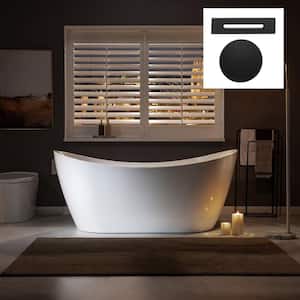 Inspiration 67 in. Acrylic FlatBottom Double Slipper Bathtub with Matte Black Overflow and Drain Included in White