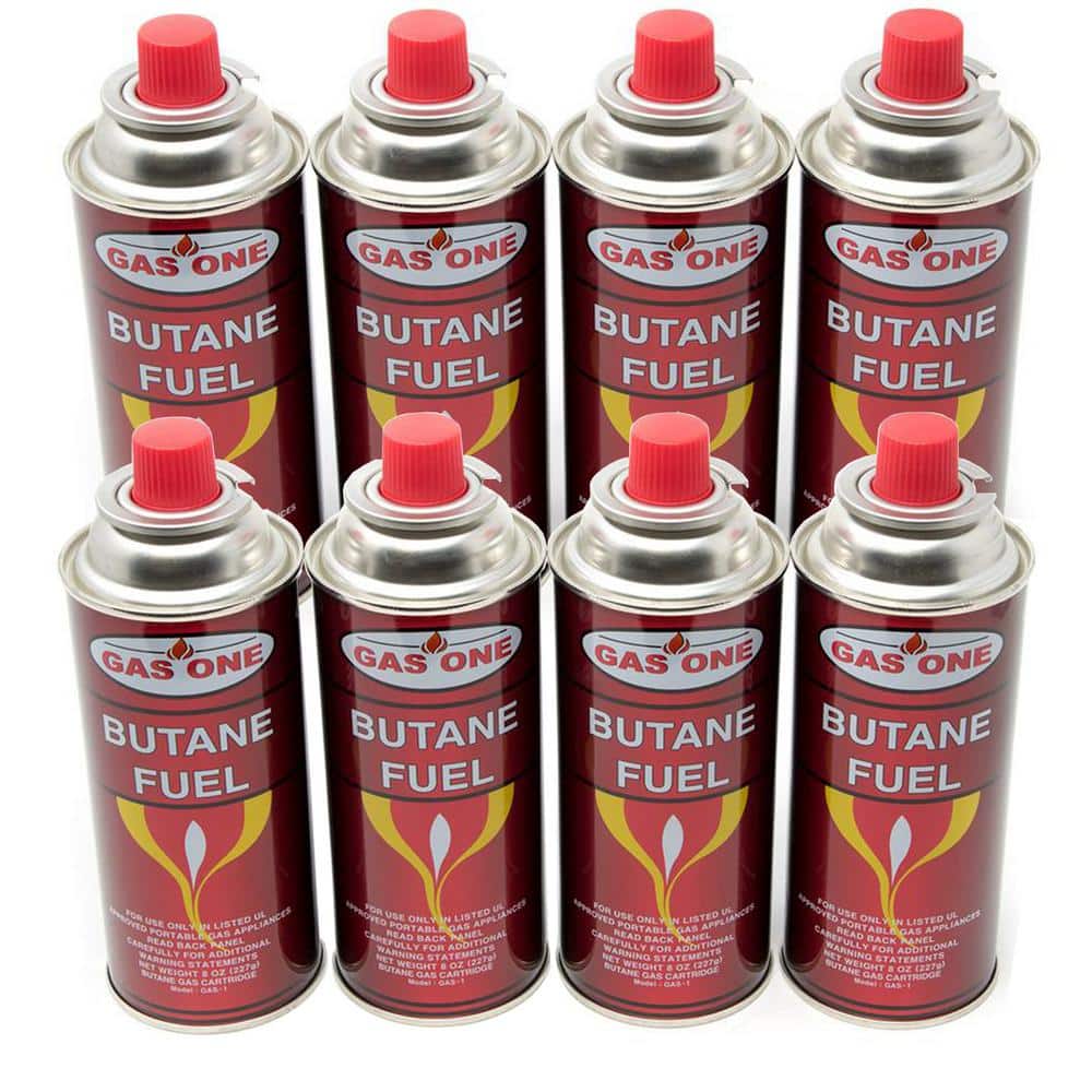 GASONE 8 oz. Butane Fuel Canister Cartridge with Safety Release Device  (8-Pack) GAS-1-8 - The Home Depot