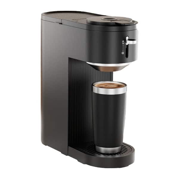 1-Cup Drip Coffee Maker with 2-Holders for Capsule and Ground, Adjustable Funnel Height, Black