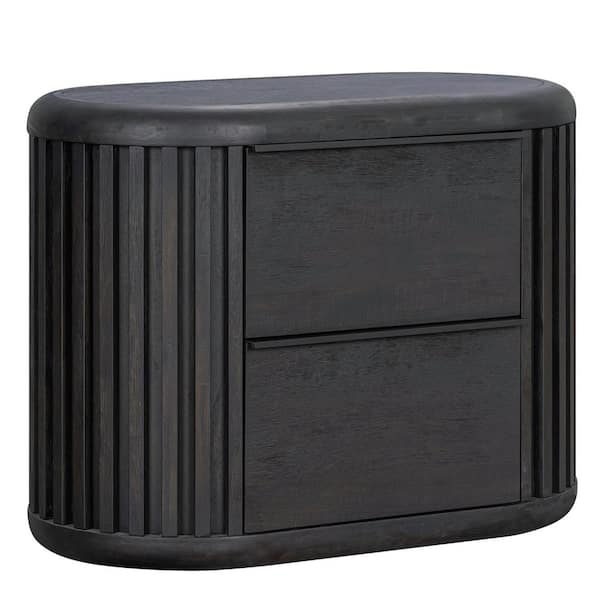 Eastbrook Modern Black 2-Drawer 31 in. W Nightstand With USB Charging Ports