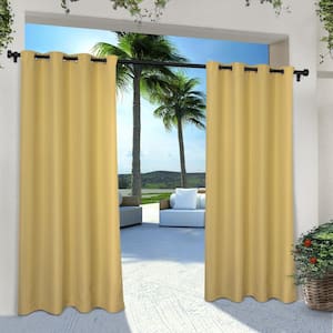 Cabana Sundress Yellow Solid Light Filtering Grommet Top Indoor/Outdoor Curtain, 54 in. W x 96 in. L (Set of 2)