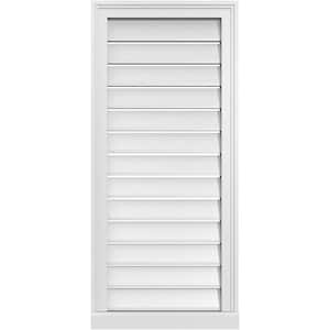 18 in. x 40 in. Vertical Surface Mount PVC Gable Vent: Functional with Brickmould Sill Frame