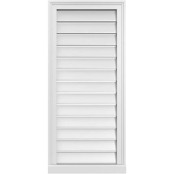 Ekena Millwork 18 in. x 40 in. Vertical Surface Mount PVC Gable Vent: Functional with Brickmould Sill Frame