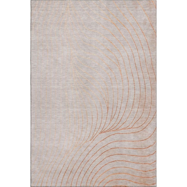 Mayfield Premium Machine Washable Abstract AMF2107 Copper 5 ft. x 7 ft. 6 in. Area Rug
