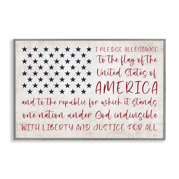 Stupell Industries Patriotic Pledge of Allegiance by Natalie Carpentieri Gray Framed Typography Giclee Art Print 16 in. x 24 in.