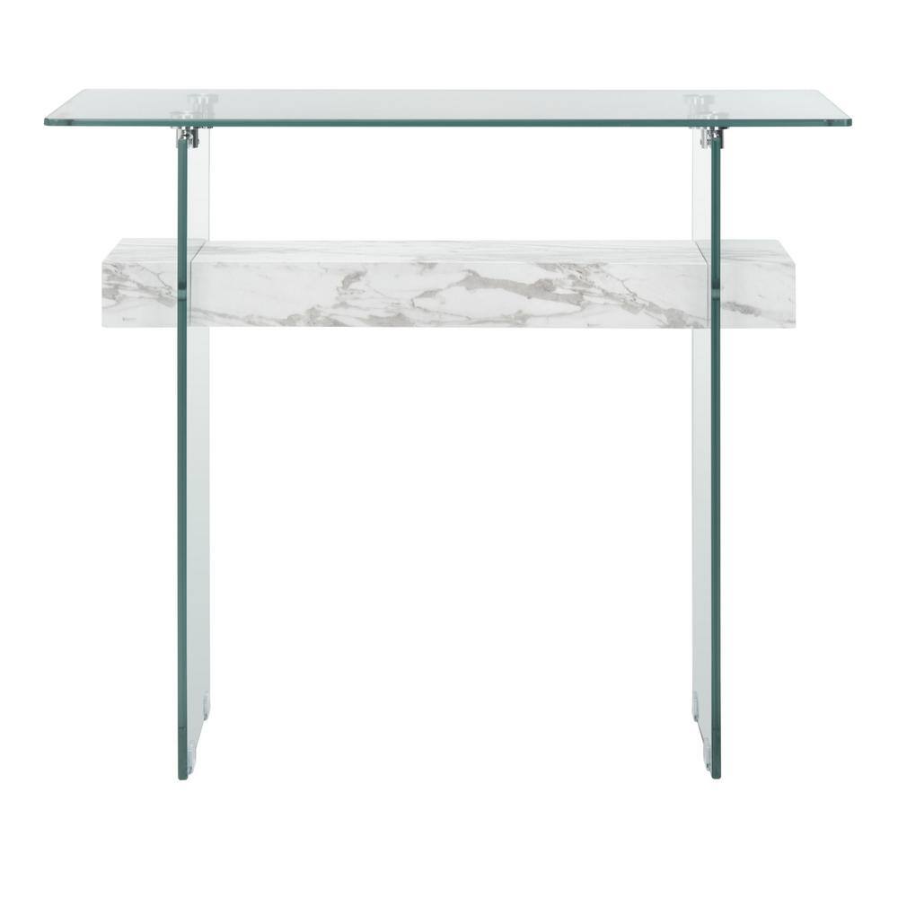 Kayley 39.4 in. Faux White Marble Console Table