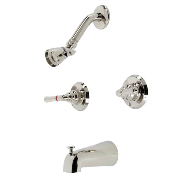 Kingston Brass Magellan Double Handle 1-Spray Tub and Shower Faucet 2 GPM in. Polished Nickel (Valve Included)