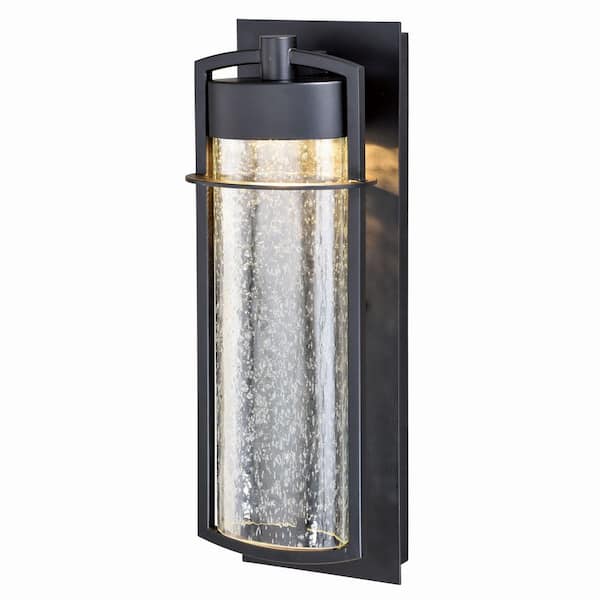 Logan 1-Light LED Bronze Cylinder Outdoor Wall Lantern Clear Glass
