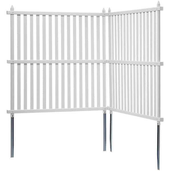 2-Panel Vinyl Outdoor White Air Conditioner Fence Screen, Privacy Fence
