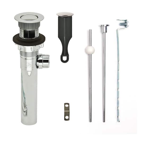 PF WaterWorks Bathroom Pop-Up Drain with Ball Rod, Chrome ABS Body w/ Overflow, 1.6-2" Sink Hole, Chrome