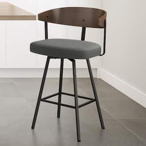 Quinton 25.25 in. Charcoal Grey Polyester/Black Metal Counter Stool