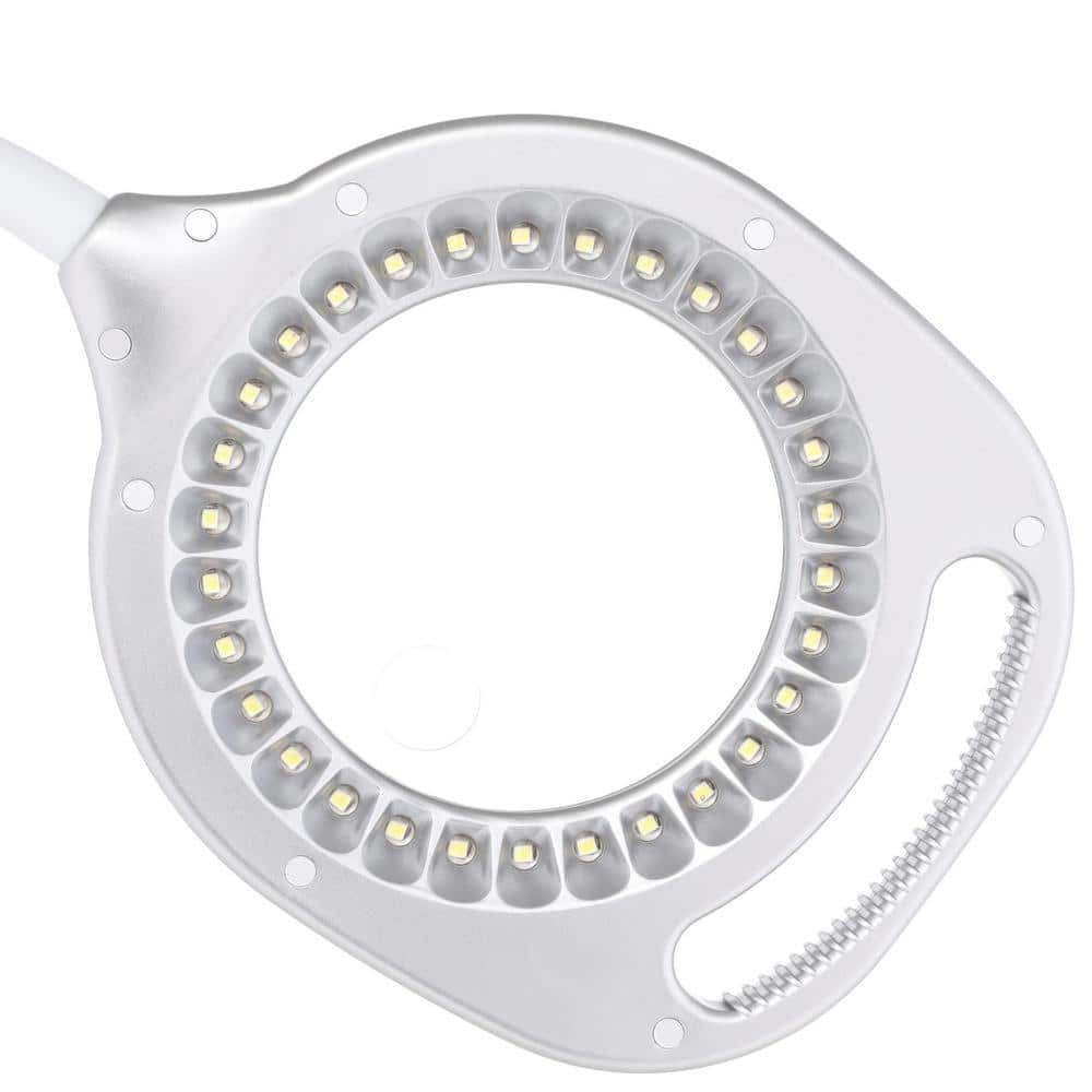 Adjustable Silver LED Magnifier Floor and Table Lamp