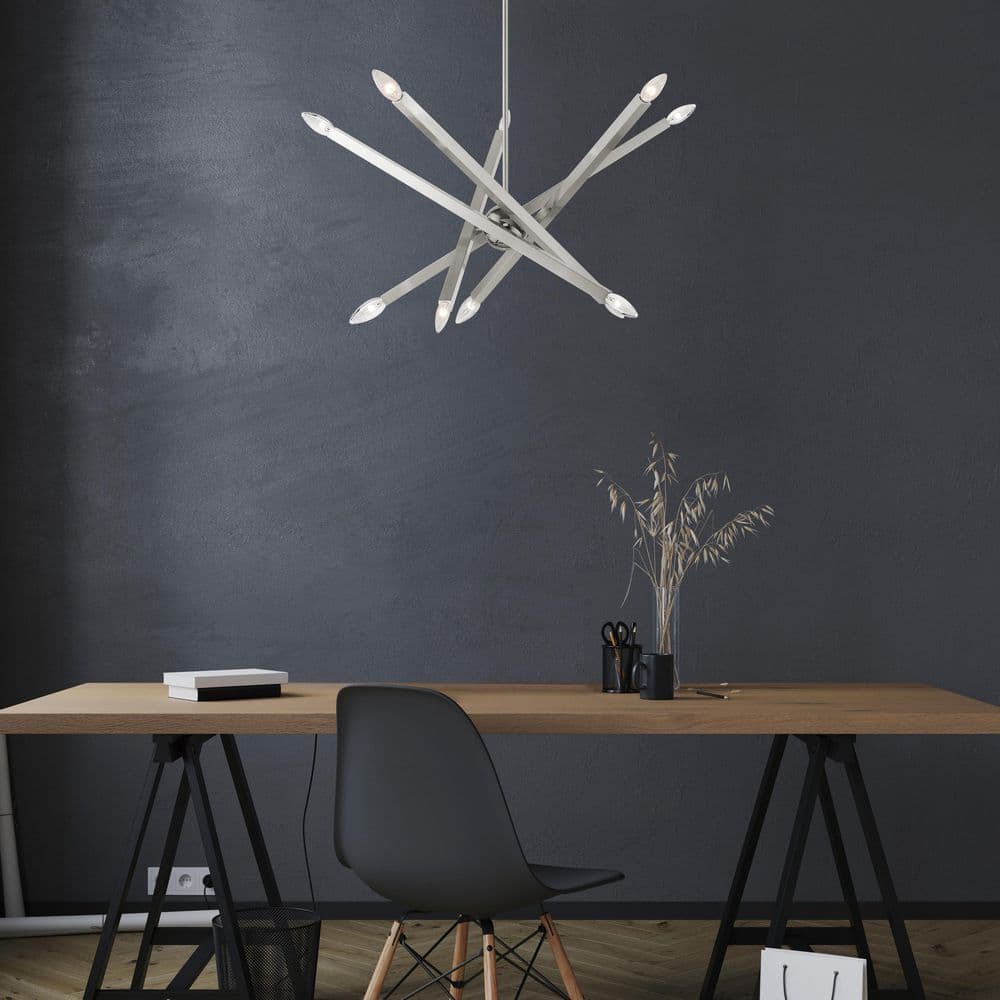 Monaco Brushed Nickel 10-Light Sputnik Chandelier