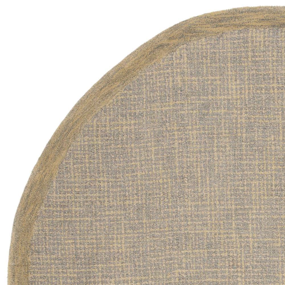 Handmade Gold and Grey 6' Round Wool Abstract Rug