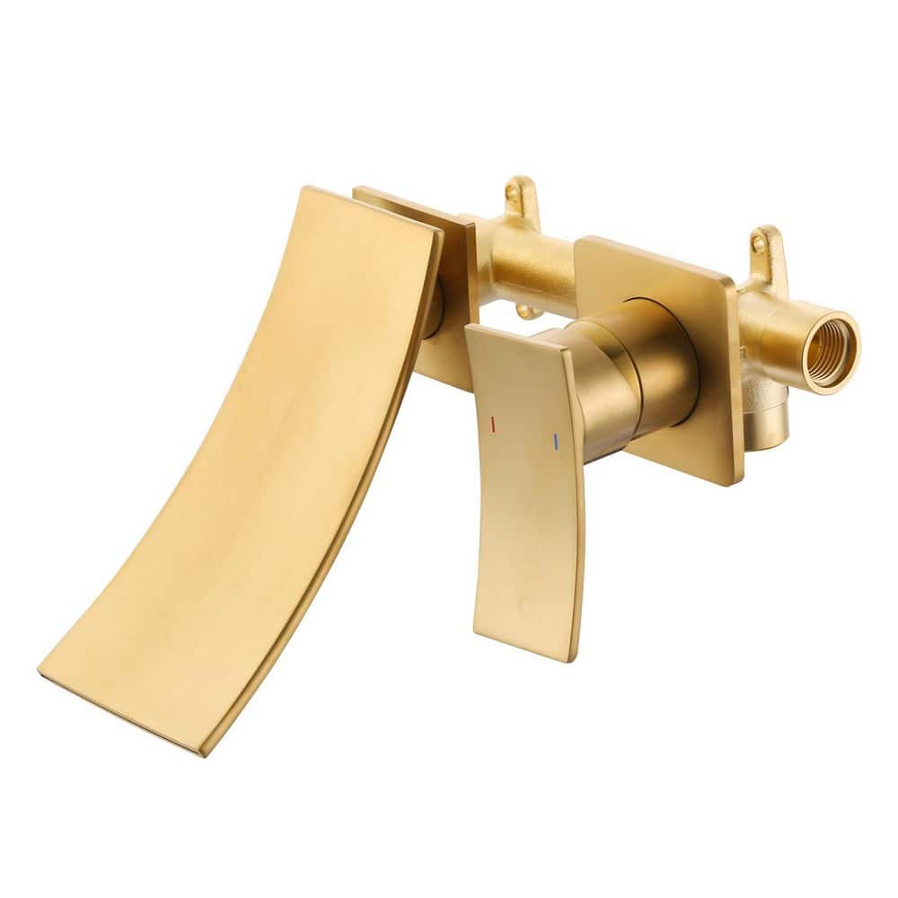 Brushed Gold Single Handle Wall Mounted Bathroom Faucet Rough in Valve Included price history on PriceWatchPro