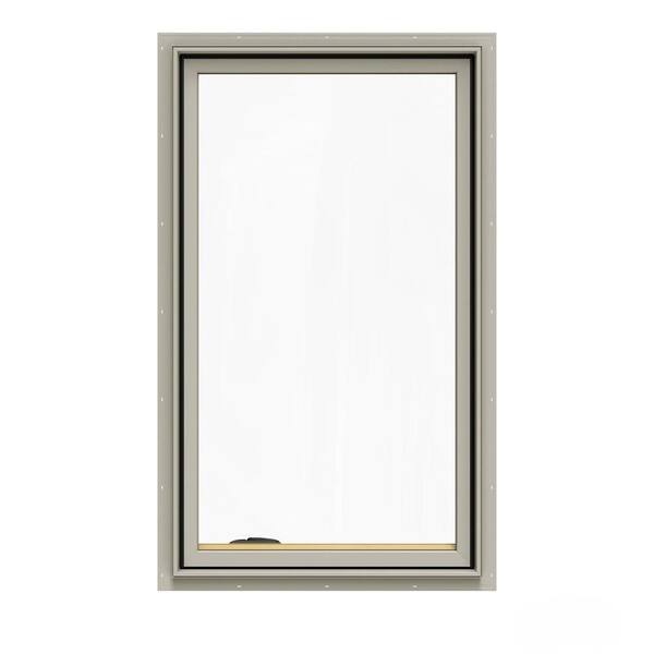 JELD-WEN 28.75 in. x 48.75 in. W-2500 Series Desert Sand Painted Clad Wood Left-Handed Casement Window with BetterVue Mesh Screen