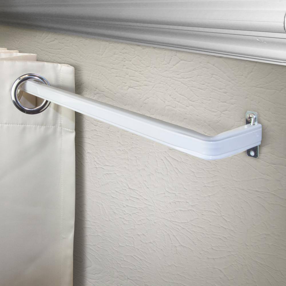 White Adjustable Single Curtain Rod with Mounting Hardware