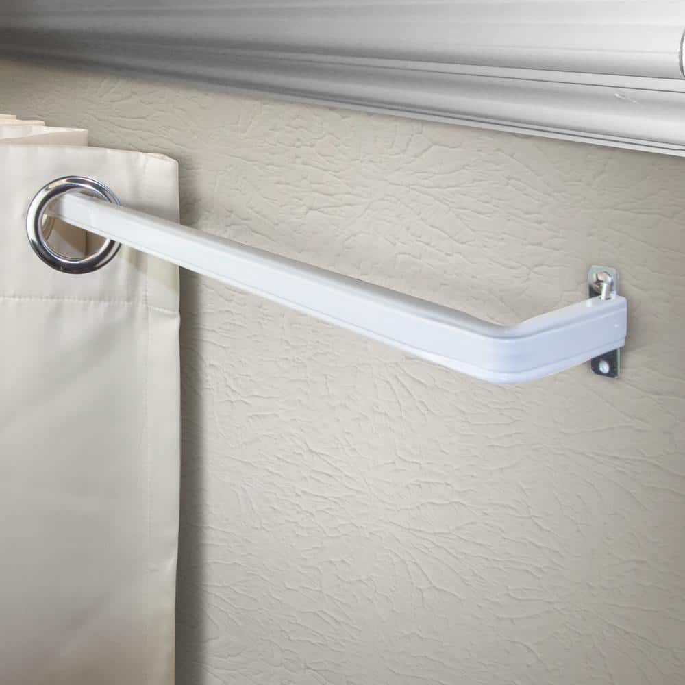 White Adjustable Metal Curtain Pole with Brackets
