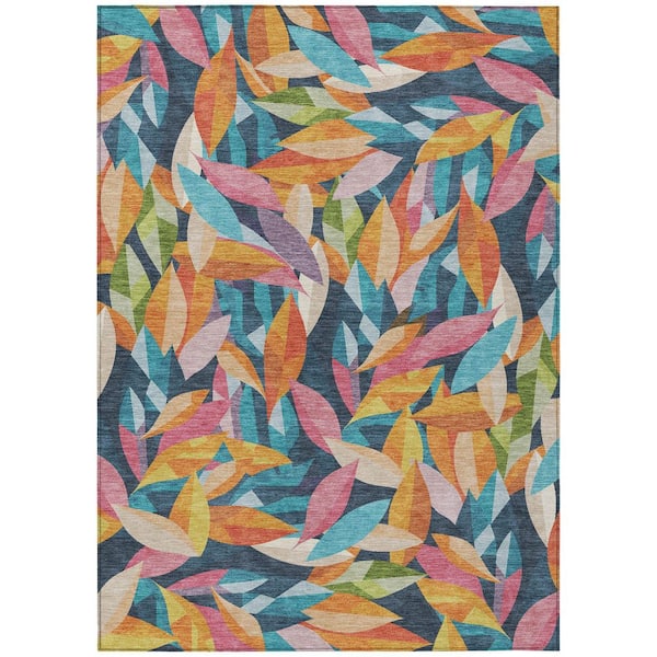 Chantille Machine Washable Indoor/Outdoor Abstract ACN2383 Navy 8 ft. x 10 ft. Area Rug