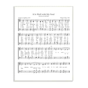 12.5 in. x 18.5 in. "It is Well With My Soul Vintage Sheet Music" by Lettered and Lined Printed Wood Wall Art