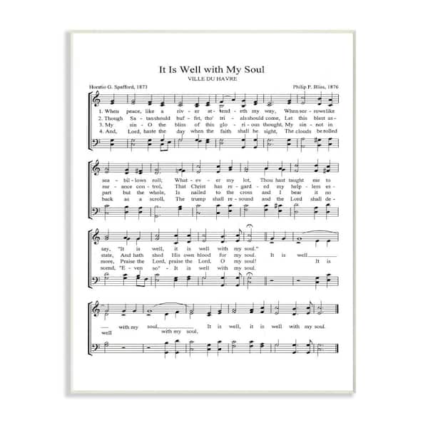 Stupell Industries 12.5 in. x 18.5 in. "It is Well With My Soul Vintage Sheet Music" by Lettered and Lined Printed Wood Wall Art