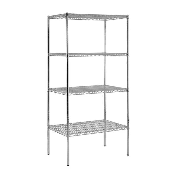 EFINE Chrome 4-Tier Rolling Heavy Duty Metal Wire Storage Shelving Unit  Caster 1 in. Pole (36 in. W x 57.7 in. H x 14 in. D) RL33654 - The Home  Depot
