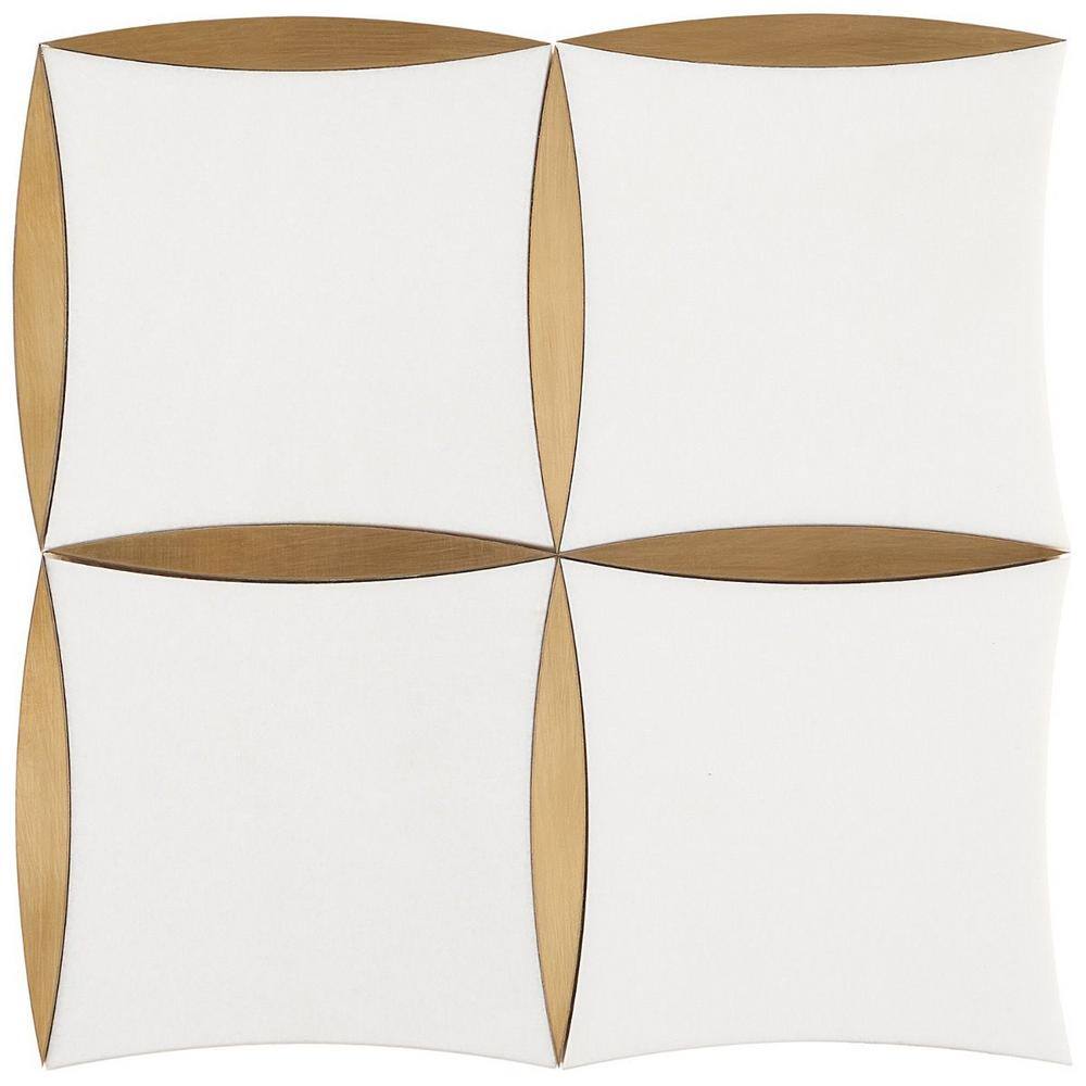 Verity 12" x 12" Polished White and Gold Marble Mosaic Tile