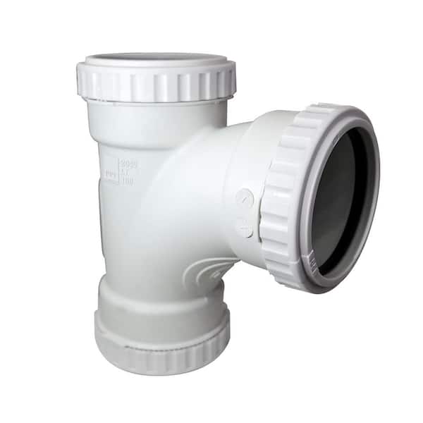 PPI 4 in. Glueless Soundproof DWV Sanitary Tee PushTighten Compression