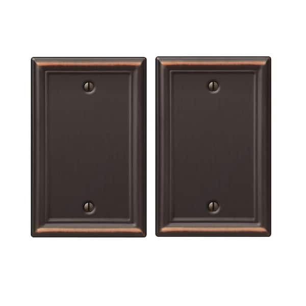 AMERELLE Ascher 1 Gang Blank Steel Wall Plate - Aged Bronze (2-Pack)