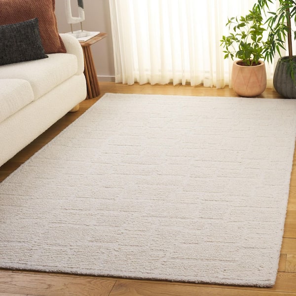 Harvest 8 ft. x 10 ft. Ivory Solid Color High-Low Area Rug