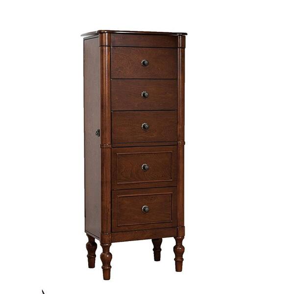 HIVES HONEY Suzanne Walnut Jewelry Armoire - 5 Drawer and 35.75 in.H x 14 in.W x 9 in.D