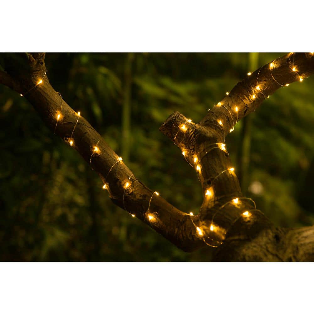Solar Powered 36 ft Warm White LED Copper String Lights