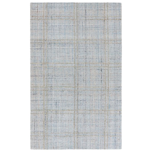 Abstract 4 ft. x 6 ft. Blue/Gray Geometric Plaid Area Rug